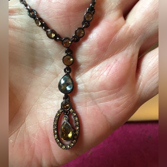 Givenchy Copper and Amber Rhinestone Necklace - Picture 4 of 8